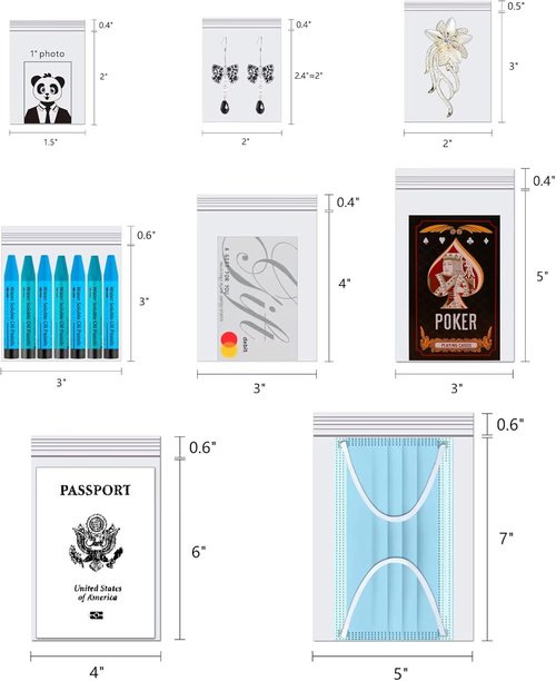 Skiennix 300PCS Small Poly Zipper Bags - Resealable 2" x 2" Clear Storage for Jewelry, Candy & More