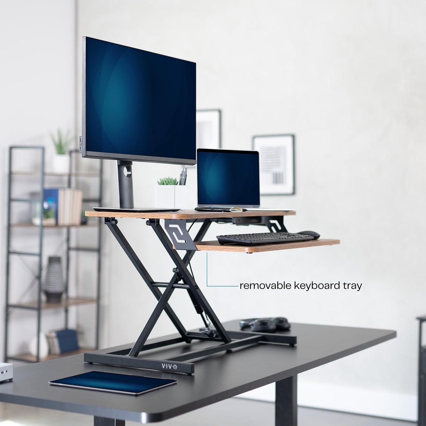 VIVO Rustic Vintage Brown 32 inch Stand Up Desk Riser, DESK-V000SN