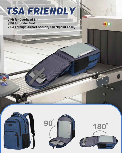 kadilong Laptop Backpack for Women & Men,Business Anti Theft Slim Computer Bag with USB Charging Port,Water Resistant College Computer Bag for Teens Boys Fits 17.3 Inch Laptop and Notebook, Blue