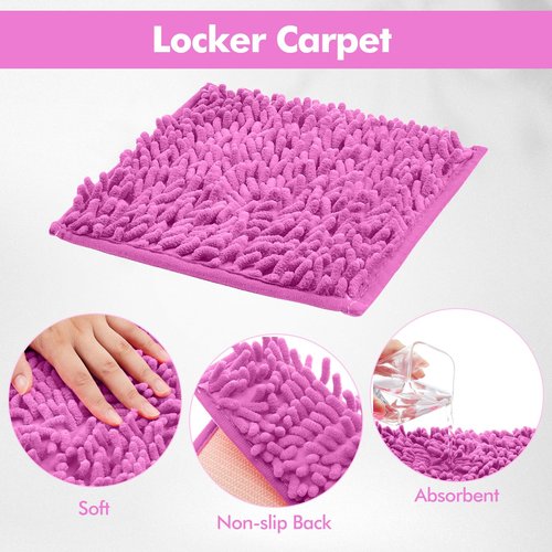 Ninehaoou 3 Pack School Locker Organizer and Decorating Kit, Collapsible and Metal Mesh Build, Locker Organizer Shelf and Rugs for Classroom School (Hot Pink)