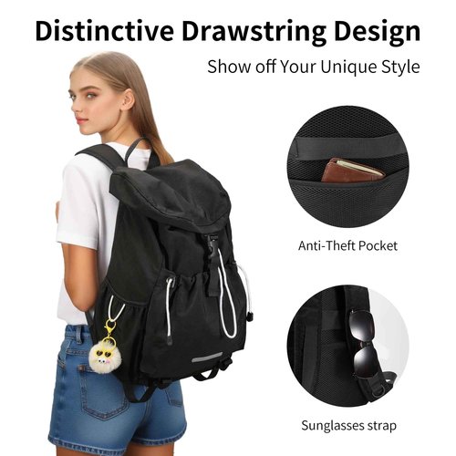 Ankyery Drawstring Backpack for Teen Girls Boys, Work College Travel 17 Inch Laptop Backpack, Cute Back to School Bookbag, Casual Daypack for Middle High School University Daily Use Gym