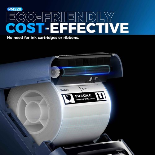 Nelko PM220 Bluetooth Label Maker Machine With Tape, 2 Inch Portable Thermal Printer for Small Business, Logo, Clothing, Sticker for Phones & PC, With 3 Labels, Deep Blue