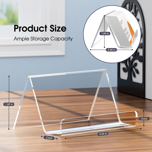 MaxGear Acrylic Business Card Holder for Desk, Multiple Premium Business Card Stand for Workspace, Clear Plastic Name Cards Display Holder for Exhibition, Home and Office, Capacity: 50 Cards, 6 Pack