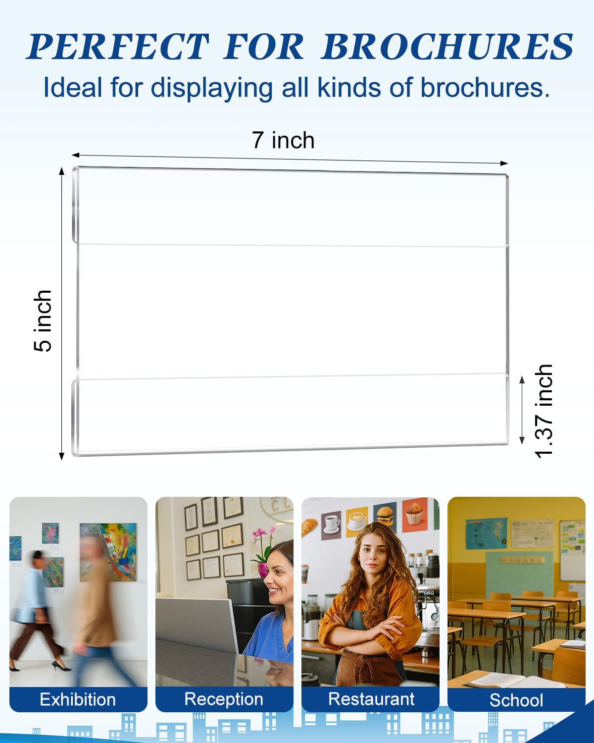 WENHUALI 5 x 7 Acrylic Sign Holder Wall Mount 8 Pack Clear Acrylic Wall Frame, Wall Mount Sign Holders with Double Sided Tape for Office, Home, Business-Horizontal (5x7, 8 Pack)
