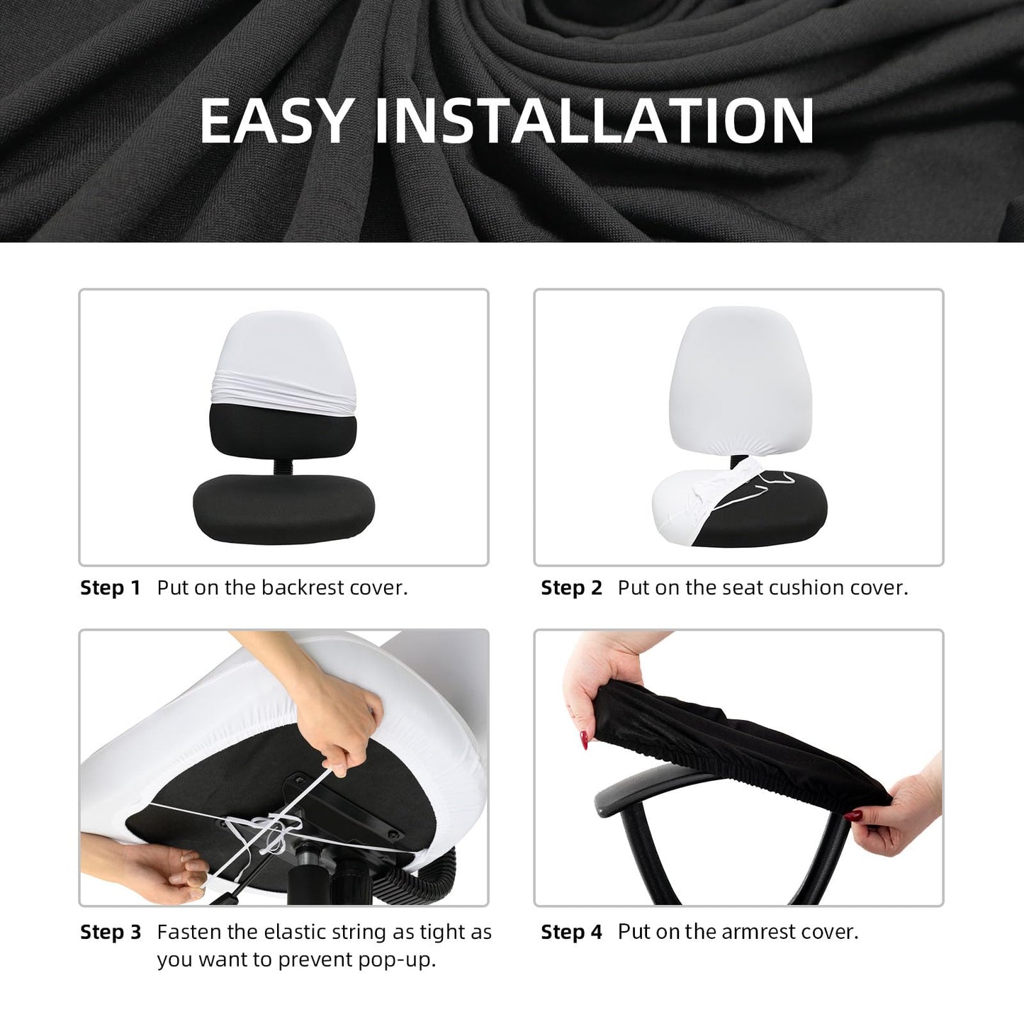 Stretchable Split Office Chair Seat Covers - Universal Stretch Computer Chair Slipcover - Washable Rotating Backrest Coverings & Cushion Protectors & Armrest Covers for Dogs, Cats, Pets, Yellow