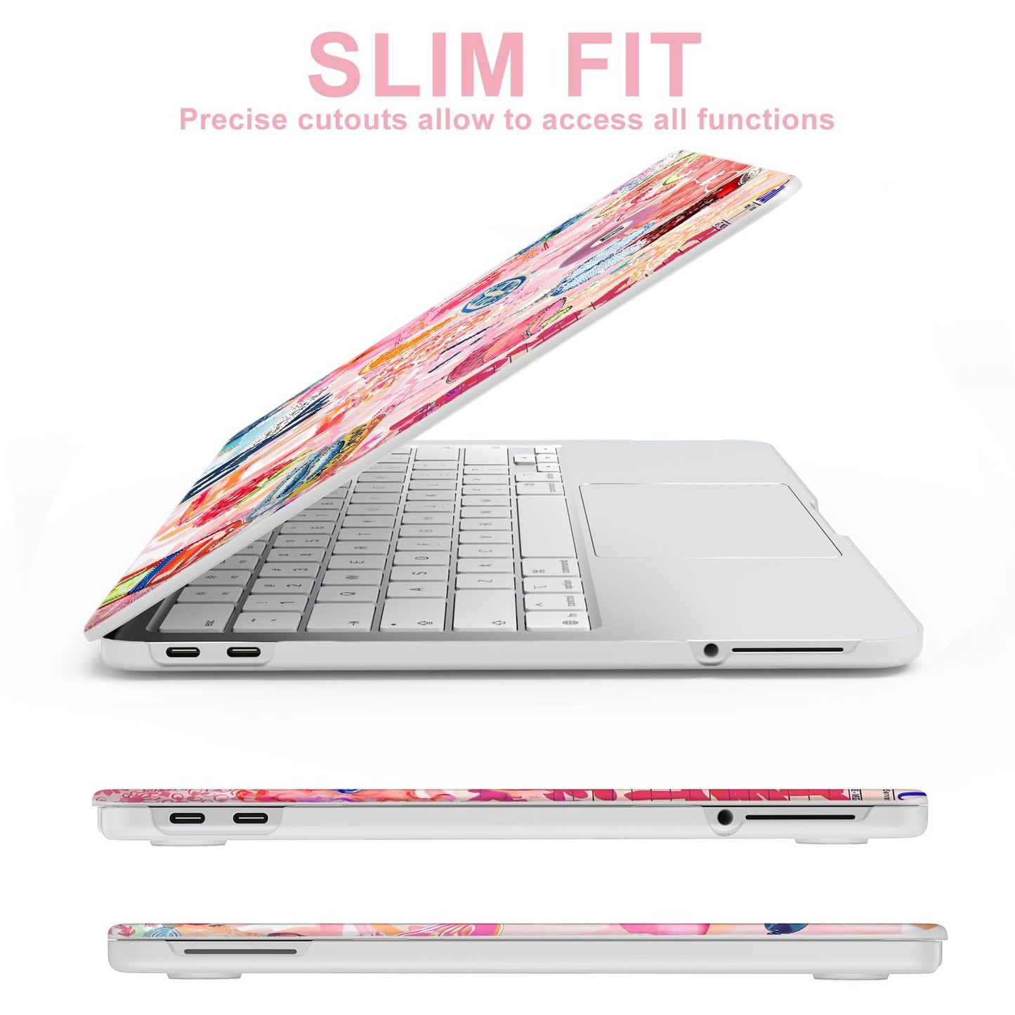 AKIT Compatible with MacBook Neo Case 13 inch 2026 Release, Unique Pattern Plastic Hard Shell Laptop Case+Screen Protector+Keyboard Cover for New MacBook Neo 13 inch A3404 (A18 Pro Chip), SumPink