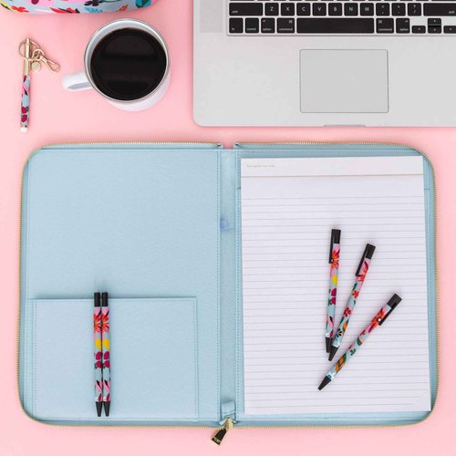 kate spade new york 13.25" x 9.50" Faux Leather Notepad Zip Folio with Interior Pocket, Zipper Close, and Pen Loop (Safari Floral)
