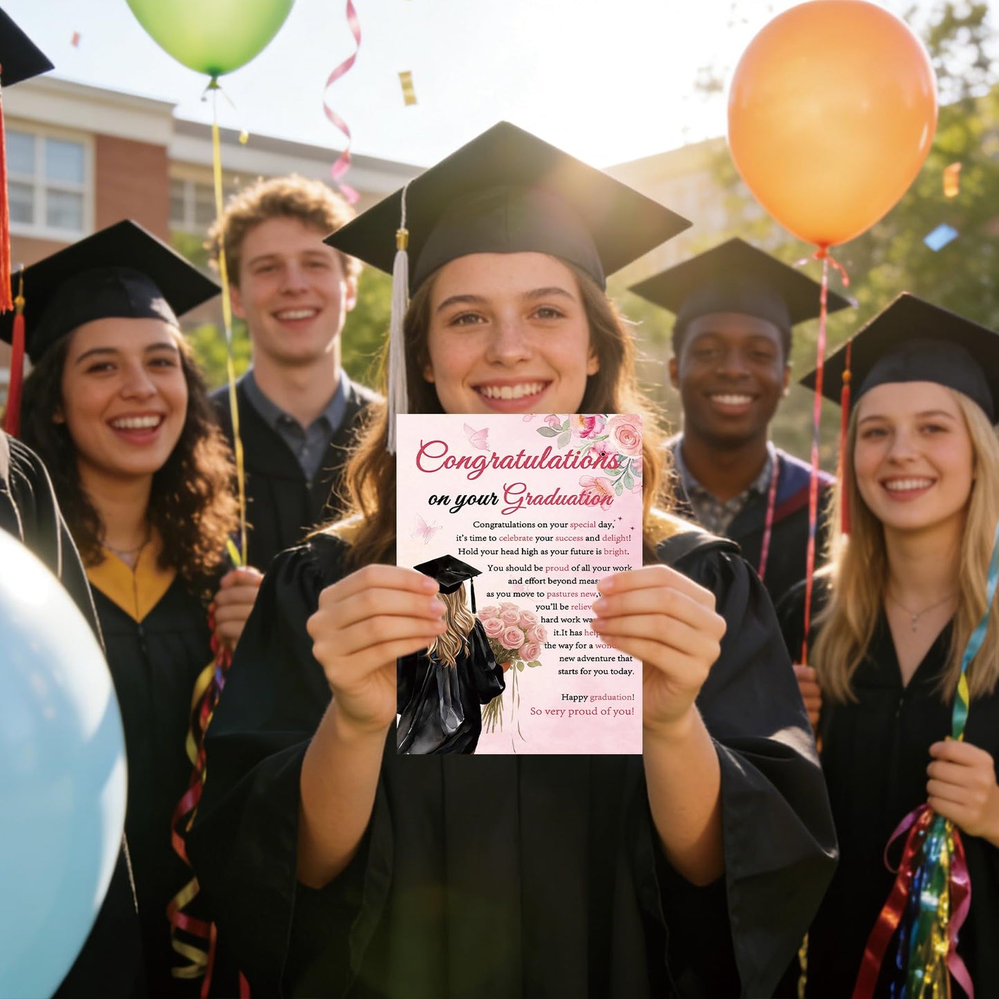 Londue Graduation Card for Her, Congratulations Grad Card for Girls Daughter Granddaughter Friend Girlfriend, Pink Graduation Gift from Parents Family