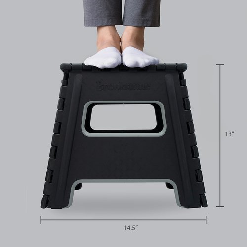 BROOKSTONE, 13” Non-Slip Textured Grip Surface, Foldable Space Saving Design, Carrying Handle, Holds Up to 300 Pounds, for Kitchen and Rest of Home