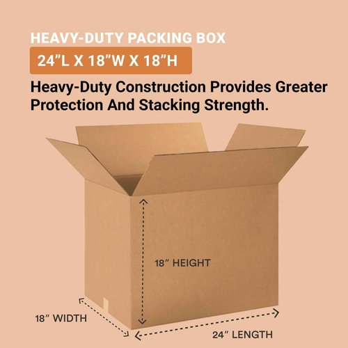 AVIDITI Heavy-Duty 24" x 18" x 18" Single Wall Cardboard Boxes (10-Pack) | Large Corrugated Boxes For Shipping, Packaging, Moving, Storage Box for Home or Business, Strong Wholesale Bulk Boxes