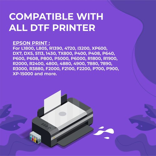 Enlite DTF Ink 100ML Combo Pack, Premium Pigment Ink for PET Film Heat Transfer Printing, Refill for DTF Printer with printhead DX5 DX7 5113 XP600 I3200 4720 TX800, 2W+1B+1C+1M+1Y