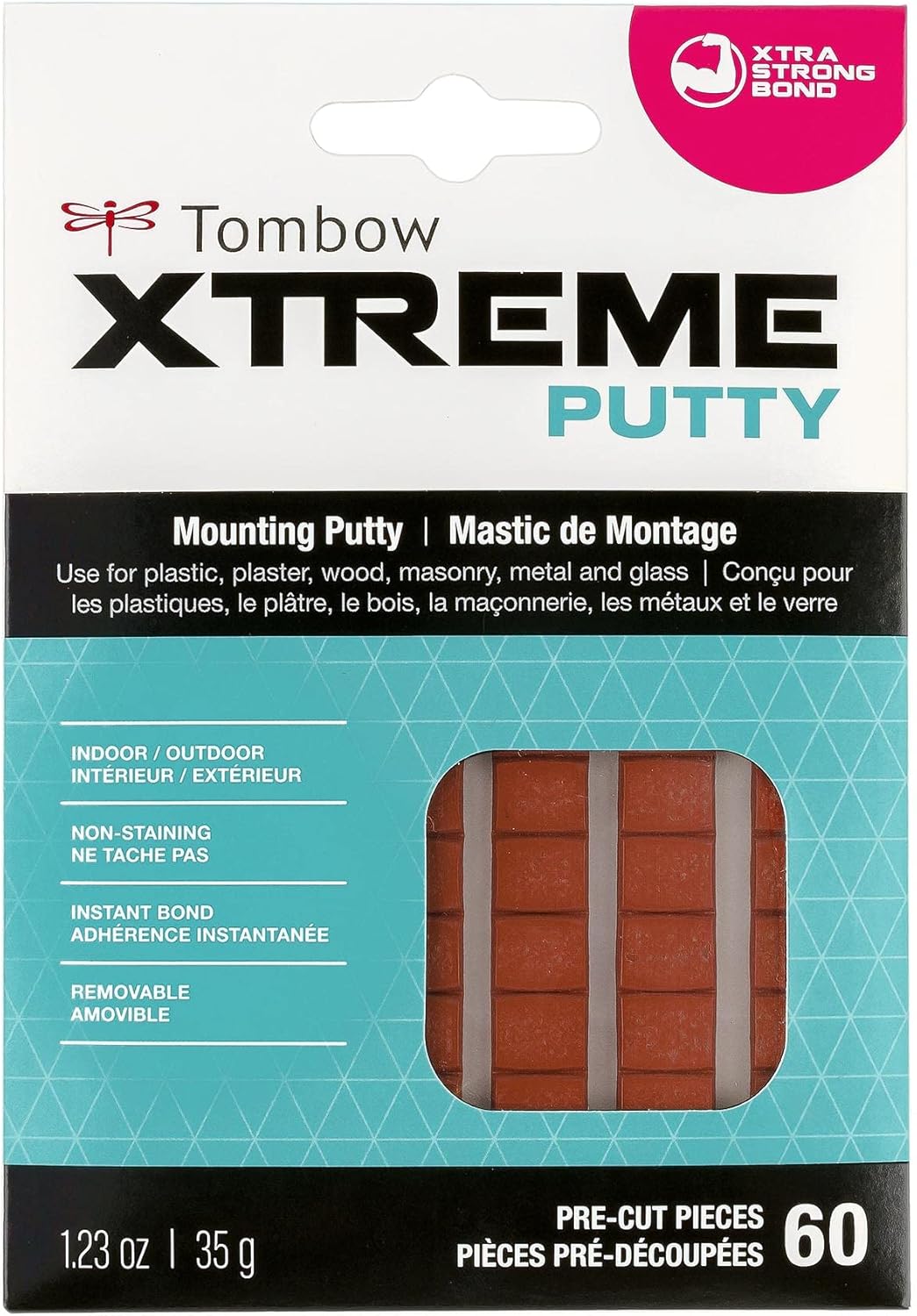 Tombow Xtreme Removable Mounting Putty - 60 Pieces for Indoor/Outdoor Use