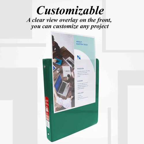 BAZIC Products 3 Ring Binder 1" Economy View Binders Organizer - Green, Round Ring, Hold 175 Sheets Paper, for School Office Home, 12-Count