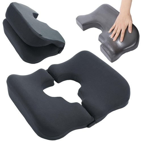 HOMBYS Memory Foam Bed Sore Cushions for Butt,Bedsore Pressure Relief Pillow for Sleeping and Sitting,Cushion for Bed Sores on Buttocks, T Shaped Opening Tailbone Pillow (Dark Grey)