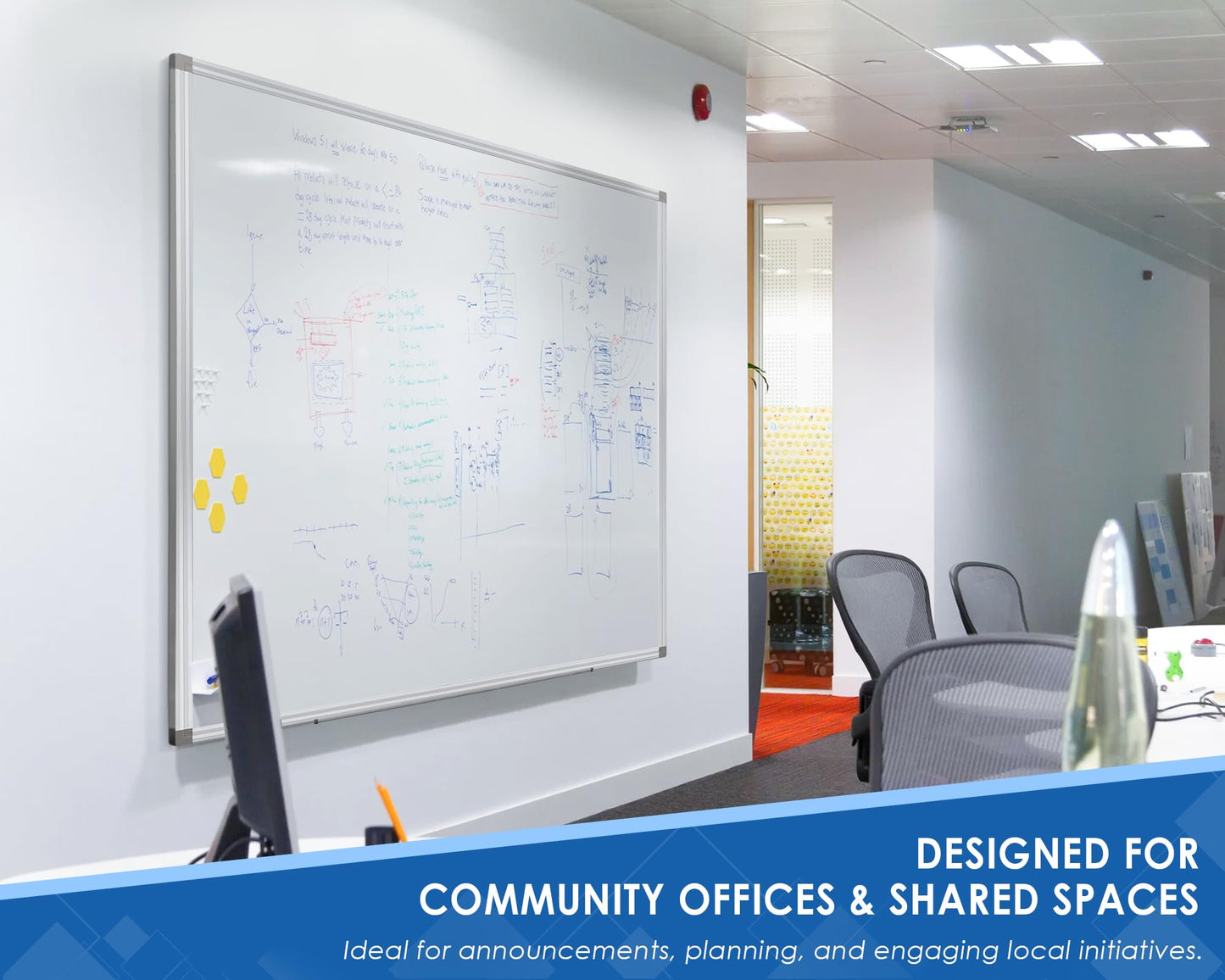 SWANCROWN Large Magnetic White Board 72 x 40 Inches with Thick Aluminum Frame, Large Dry Erase Board for Wall, with Magnetic Pen Holder & Long Marker Tray for Conference Room