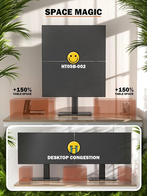 Dual Monitor Stand | Adjustable Vertical Riser for Two 13-34 Inch Screens - Swivel & Tilt, Holds Up to 44 lbs