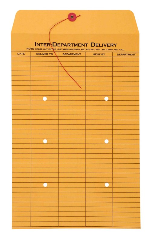 Quality Park 10 x 15 Inter-Departmental Envelopes with String & Button Closure for Interoffice Routing, 32 lb. Brown Kraft, 100/Box (QUA65354)