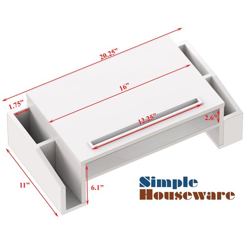 Simple Houseware Desk Monitor Stand Riser with Adjustable Organizer Tray, White