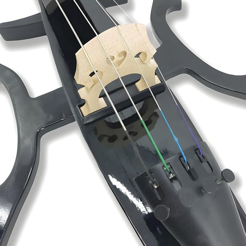 Verahaus Electric Cello 4/4 Full Size Ebony Fittings with Lightweight Cello Bag, Headphones, Bow, Bridge, Rosin, Cello for Beginners Adults(Metallic Black)