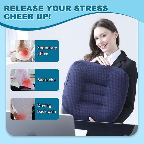 DYMGFZD Office Chair Cushions for Back and Butt, Ergonomic Chair/Seat Cushion for Long Sitting, Sitting Pillow for Automobile, Wheelchair, Computer, Office Chair Hip Support (Blue)