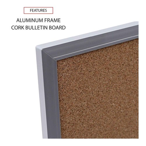 Universal 43613 Bulletin Board, Natural Cork, 36 x 24, Satin-Finished Aluminum Frame