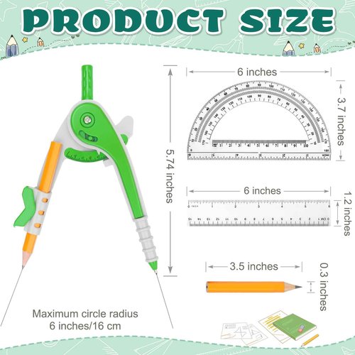 Zealor 72 Pack Math Compass & Protractor Geometry Math Plastic Ruler Set Drawing Compass with Pencils 6 Inch Plastic Protractor for Geometry Bulk for Office Woodworking Art Drawing