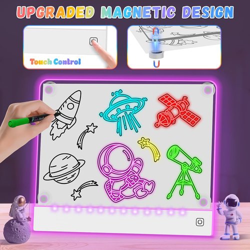Lumi Board - Rechargeable LED Drawing Board for Kids | 7 Colors, Magnetic, Light-Up Acrylic Gift