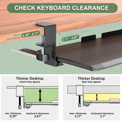 UPGRAVITY Extra Large Keyboard Tray Under Desk - Slide Out with Sturdy C-Clip Mount System, 31.5" (35.8" Including Clamps) x 11.8" Put-Out Keyboard Tray Computer Drawer for Ergonomic Typing, Black