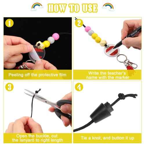 30 Pcs Teacher Appreciation Gifts Bulk Beaded Teacher Lanyards Bulk with ID Holder Marker Supplies for Thanksgiving Christmas