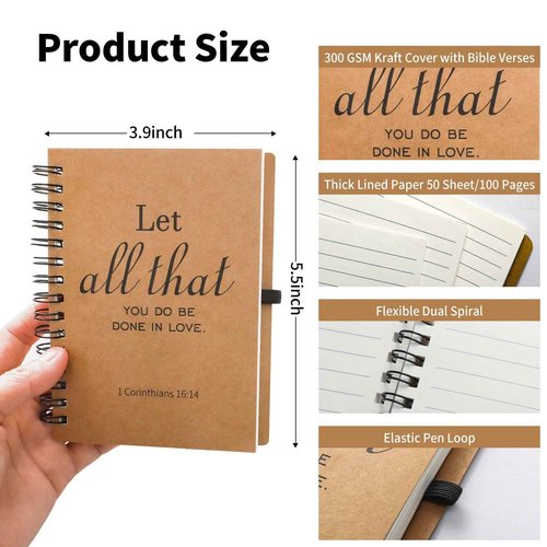 60 Pcs/30 Sets Christian Gifts Bulk Bible Verse Spiral Notebook and Pen Prayer Journal Religious Scripture Notepad Inspirational Gifts for Back to School, Bible Study Groups & Church Families