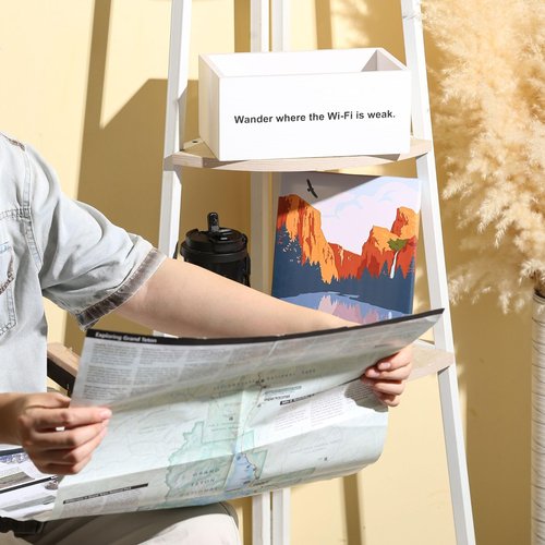 GoFika National Park Map Brochure Holder Wood Decor Box for NPS&NatGeo Perfect for U.S. Park Lovers (White)