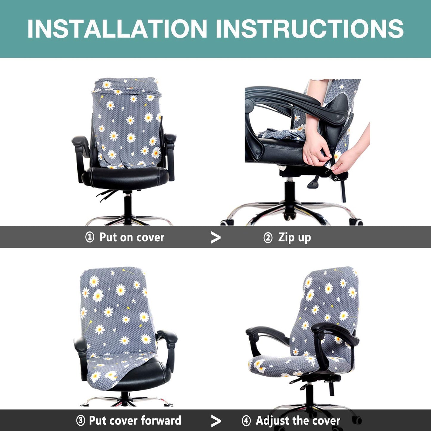Melaluxe Office Chair Cover - Universal Stretch Desk Chair Cover, Computer Chair Slipcovers (Size: L) - Wine Red