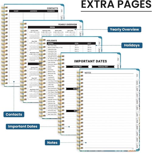 Deep Bearings Academic Planner 2026-2027 | Monthly & Weekly Agenda Book with Tabs, A5 (6.3" x 8.5")