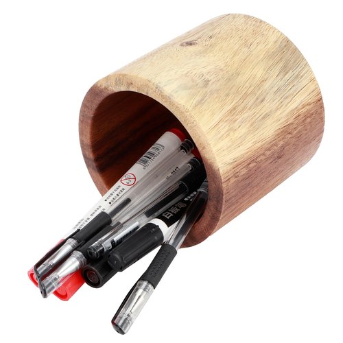 Jwthee Wood Pen Holder for Desk, Makeup Brush Cup Small Utensil Holder, Multi Purpose Cylindrical Pen Cup Desktop Stationary Organizer Storage Case Stationery for School Home Office Supplies