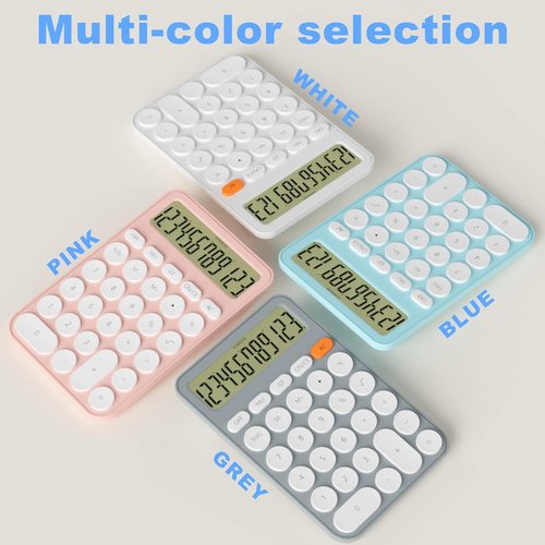 DECKLIT Desktop Calculator - Extra Large LCD Display with 12 Digits | Pink, 6.3" x 4.3" Size, 15° Tilt Screen