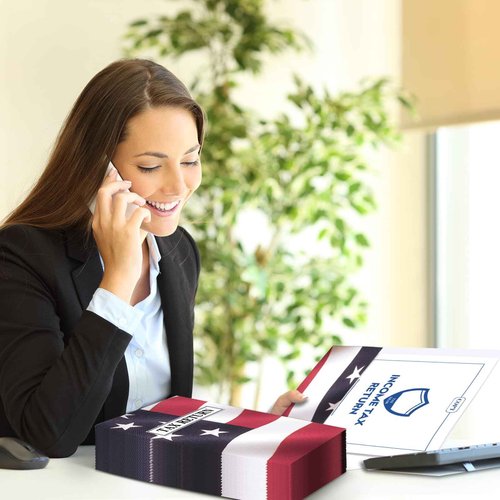 Skyygemm 50 Pcs Income Tax Return Folders 9 x 12 Inch Red White and Blue Tax Envelopes with Two Pocket for Preparer Organizer Office Supplies