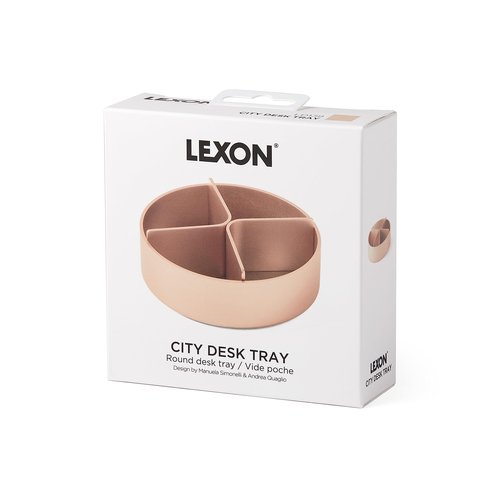 Lexon City Desk Tray Round 4 Compartments, Aluminum Finishing - Soft Gold