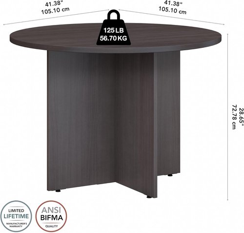 Bush Business Furniture 42-Inch Round Conference Table - Stylish Wood Base for 4 Users | Storm Gray