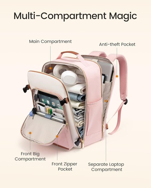 LOVEVOOK Large Travel Backpack - 40L Waterproof Carry-On for Airplanes | Fits 17" Laptop & Includes 3 Packing Cubes