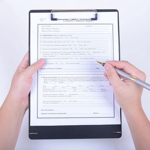BEKAclub 2Pack Foldable Nurse Clipboard - Black Plastic Medical Clipboard with Pocket Size & 6 Medical Cheat Sheets