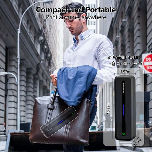 Phomemo Portable Printers Wireless for Travel, Bluetooth Thermal Printer, Inkless Mobile Printer Support 8.5'' x 11'' & A4 Thermal Paper, Compatible with iPhone Android Laptop for Office Car Home