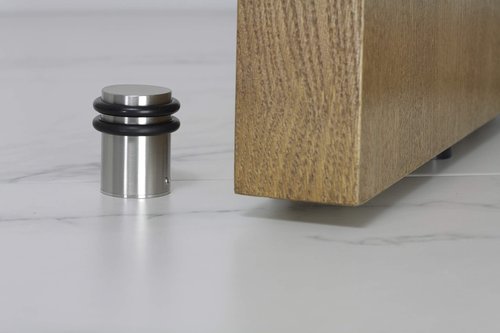 EVI | Heavy Doorstop | 1.2'' X 2'' | Reinforced | Threaded Base | Black Rubber | Stainless Steel | Includes Screw + Metallic Anchor | Mod I-0.8''6/50