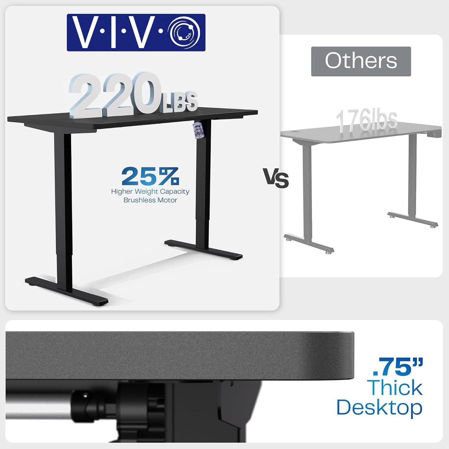 VIVO Electric Standing Desk - Memory Height Adjustment, 60 x 24 in, White Marble Top, Gray Frame