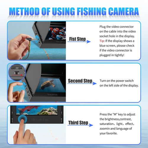 5" Underwater Fishing Camera, 1080P Upgraded HD Lens Ice Fishing Camera with 12pcs IR Lights, 8000mAh Li-Battery, IP68 Waterproof Fish Finder with 100ft Cable for Lake Sea Boat Kayak Fishing