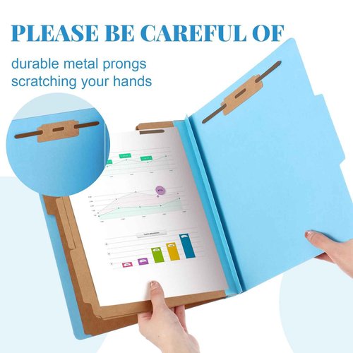 Skyygemm 24 Pcs Classification Folders Letter Size, 3 Divider Pressboard File Folder with Fasteners, Expanding File Organizer Bulk for Teachers, Clergy, Office, Church, Christmas Donations (Blue)