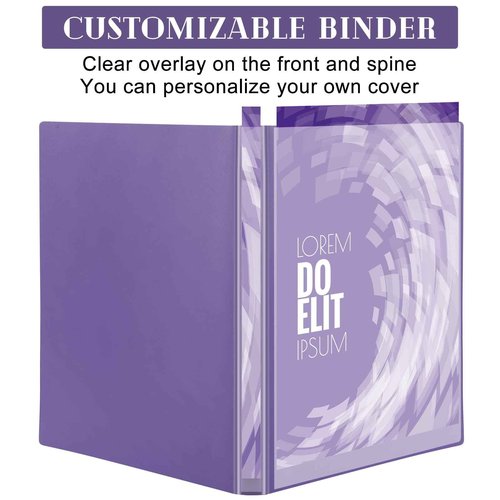 Fulmoon 12 Pcs Economy View 3 Ring Plastic Binder 12.2 x 9.8 Inch Plastic Round Ring Binders with Pockets Notebinder for Meetings for Home, Office, School(Purple, 1/2 Inch)
