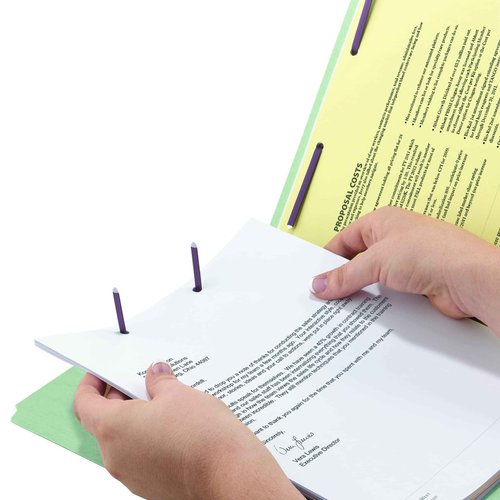 Smead End Tab Pressboard Fastener File Folder with SafeSHIELD Fasteners, 2 Fasteners, 1" Expansion, Letter Size, Gray/Green, 25 per Box (34705)
