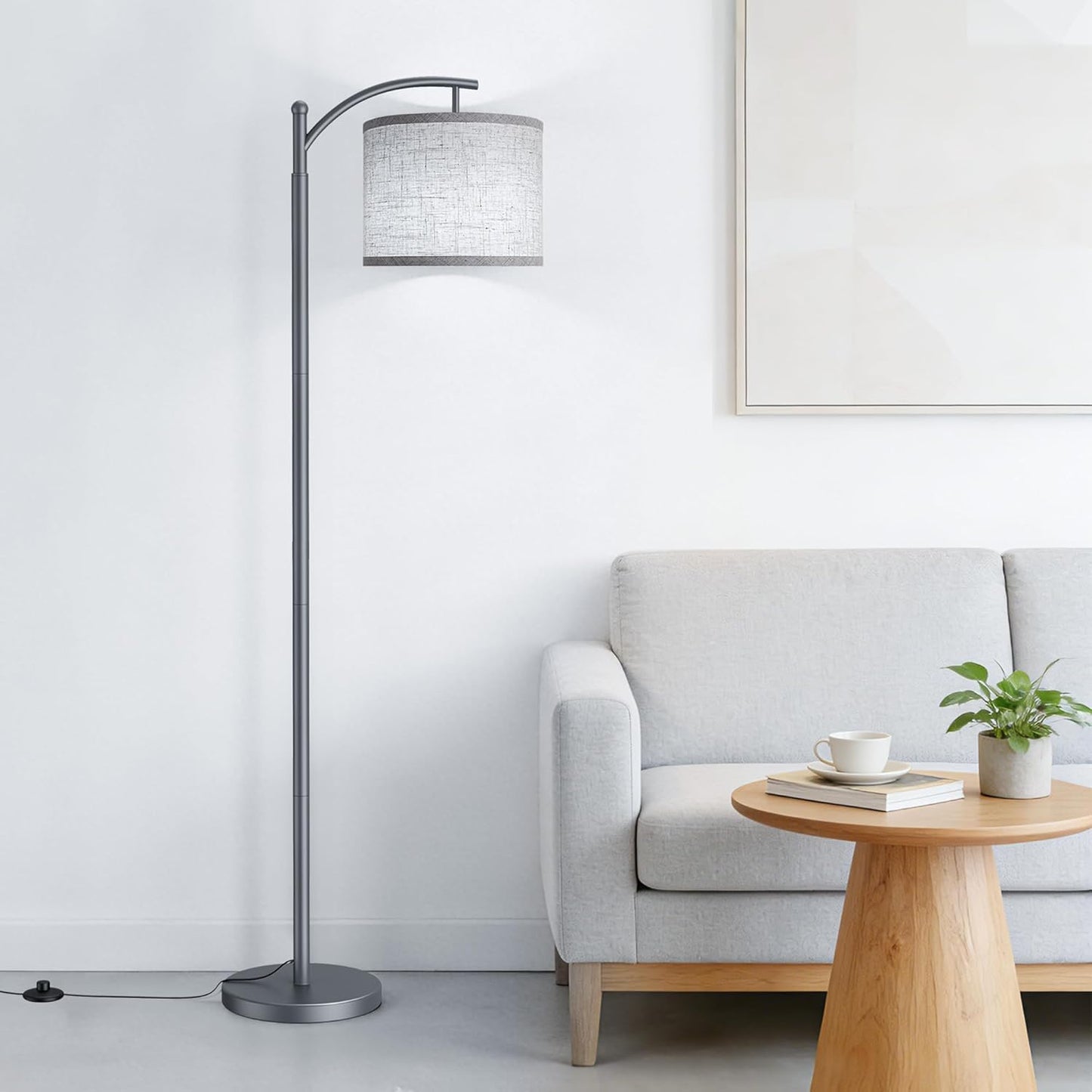 Skiennix Floor Lamp - Tall Industrial Design with 3 Color Temperatures | Beige Lampshade Included