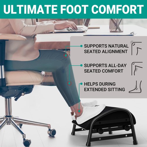 YEASHEIN Padded Foot Stool for Under Desk, 3 Adjustable Heights Foot Rest for Office Chair, Under Desk Footrest for Gamer Desk Accessories, Leg Rest for Car/Home Essential Accessories - Black