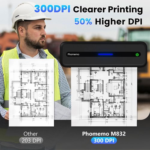 Phomemo Portable Printers Wireless for Travel, Bluetooth Thermal Printer, Inkless Mobile Printer Support 8.5'' x 11'' & A4 Thermal Paper, Compatible with iPhone Android Laptop for Office Car Home